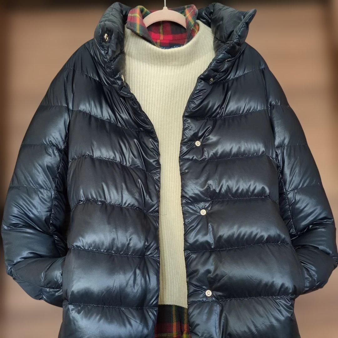 【美品】　HERNO ヘルノ　ダウンコート　38　ネイビー　膝上丈