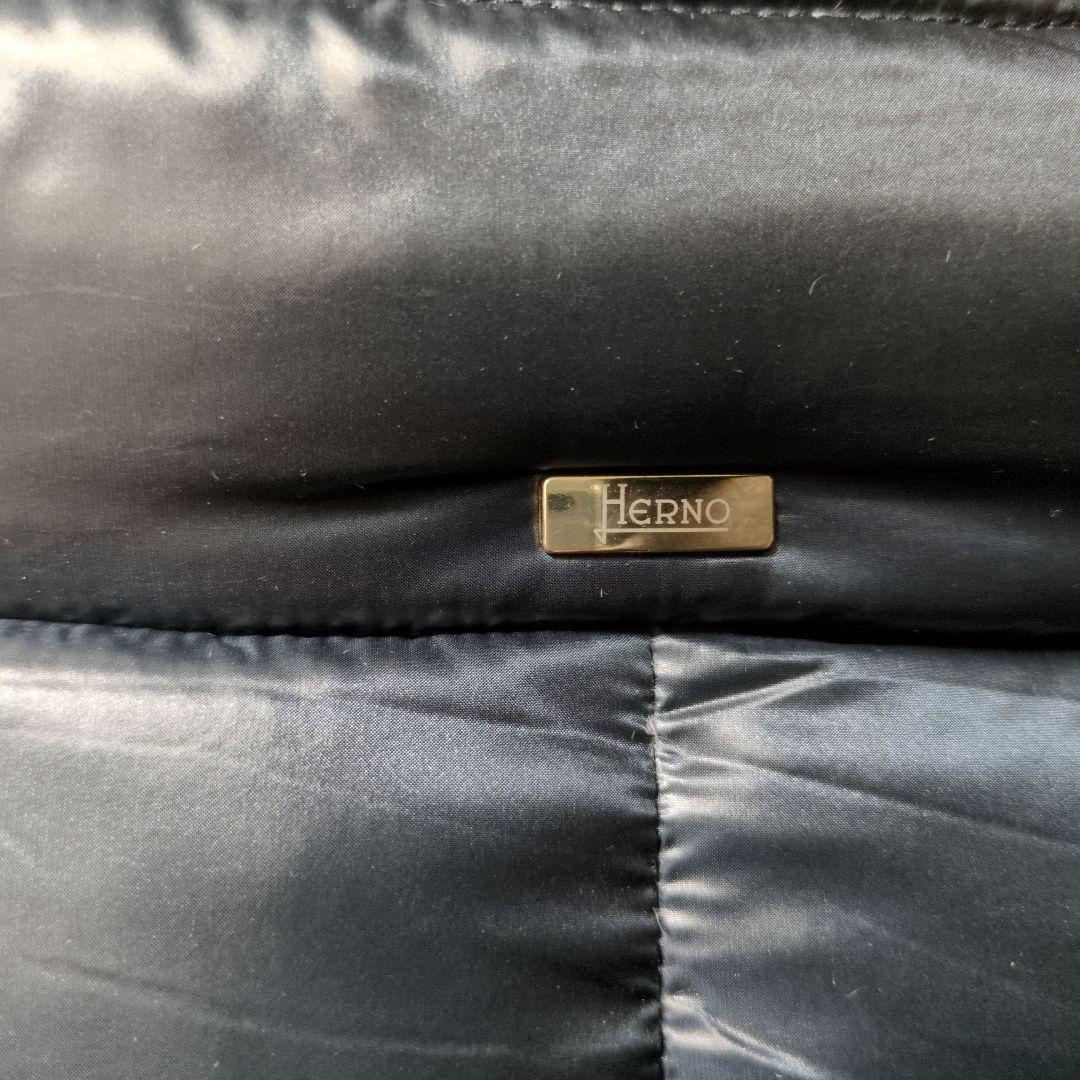 【美品】　HERNO ヘルノ　ダウンコート　38　ネイビー　膝上丈
