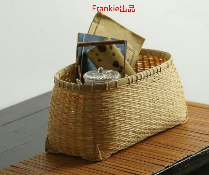 民芸職人手作り 自然竹の編み上げ 便攜 茶籠 茶道具収納 竹編細工籠 古風5