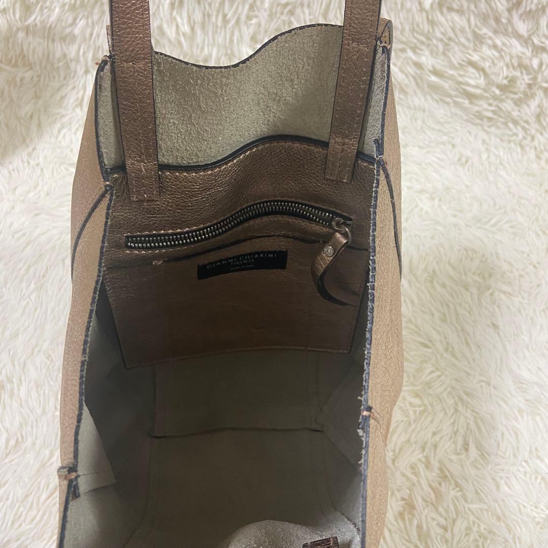 希少　GIANNI CHIARINI トートバッグ　ショルダーバッグ　ゴールド