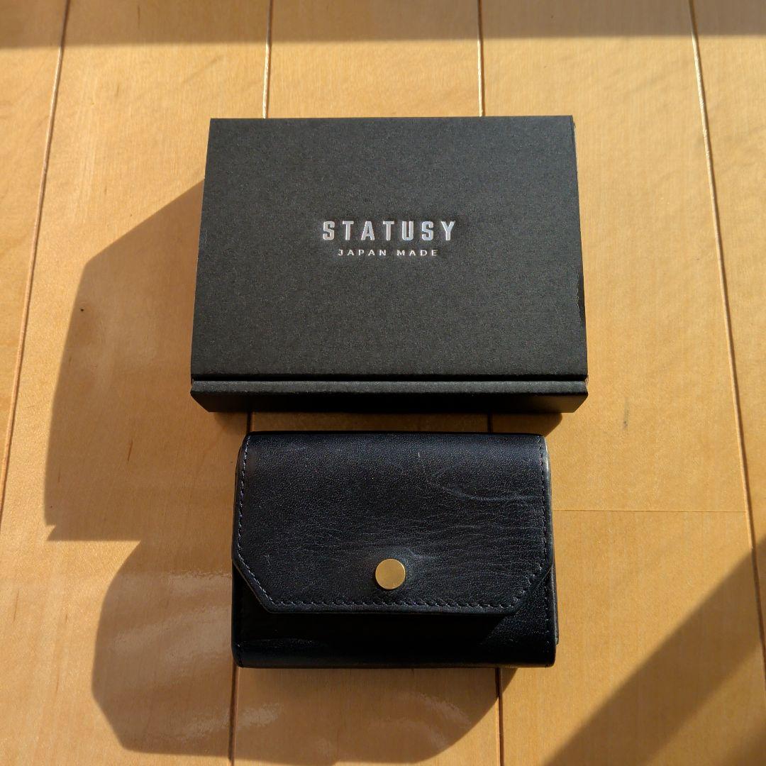 ステータシー　イルモード ミニ コンパクト3つ折り財布 ミニ財布 ネイビー 本革