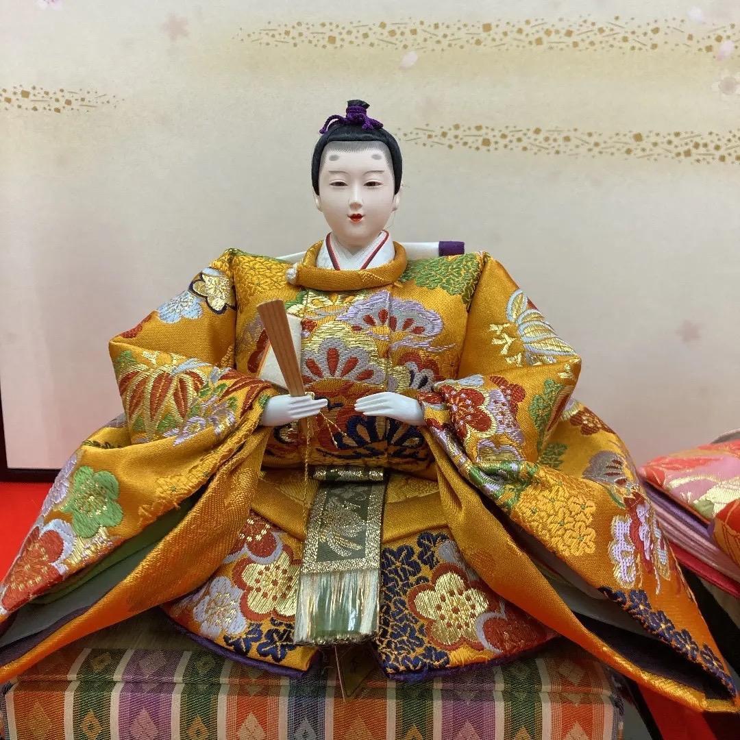 F14 三五親王のみ　親王飾り　ひな人形　ひな祭り　豪華な金蘭衣裳