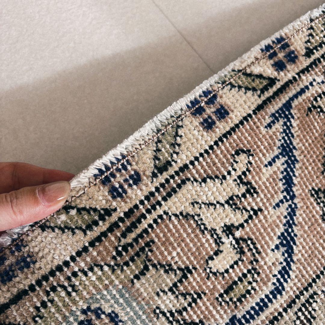 トルコ　ヴィンテージラグ　ネイビー　メダリオン　希少