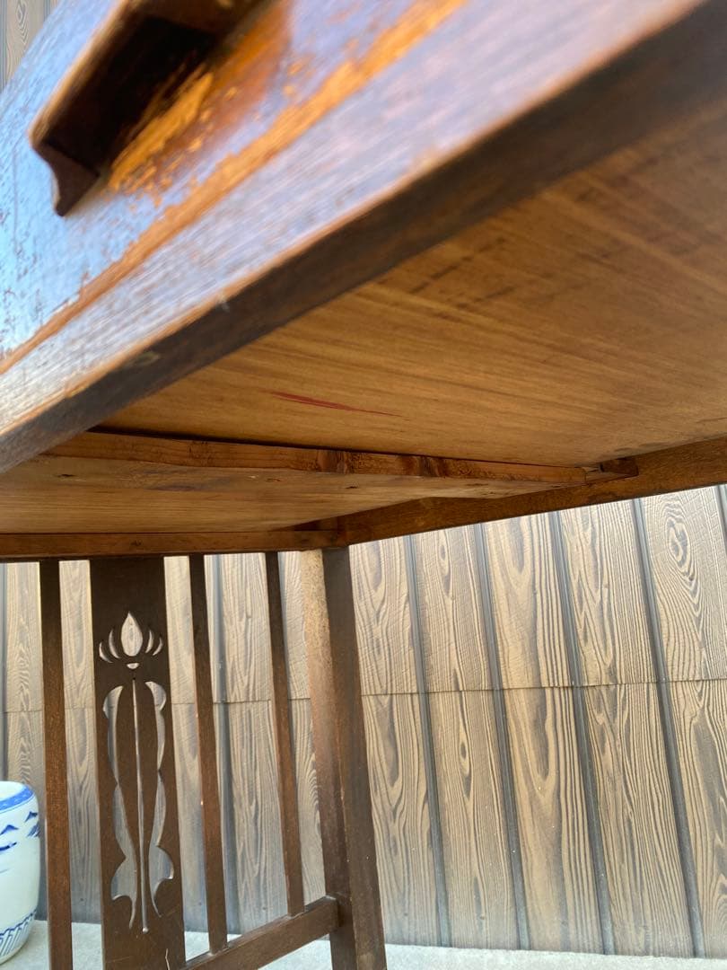 木製デスク　アンティーク　レトロ　古家具　引き出し　テーブル　古道具　平机