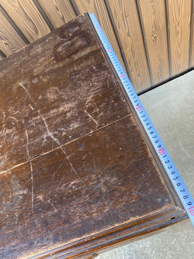 木製デスク　アンティーク　レトロ　古家具　引き出し　テーブル　古道具　平机