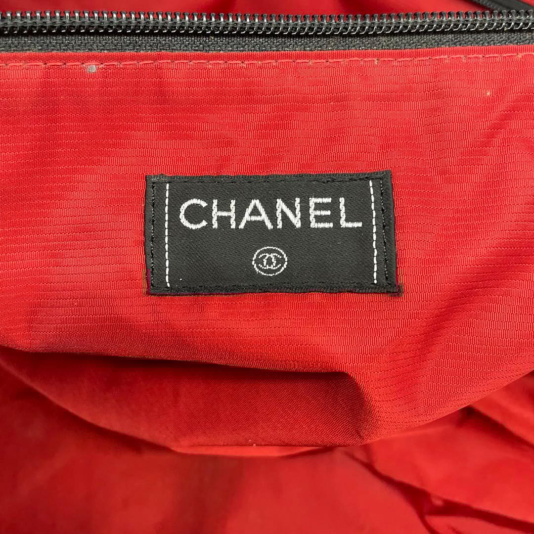 シャネル 旧トラベルライン ボストンバッグ トラベル 大容量 ナイロン ブラック