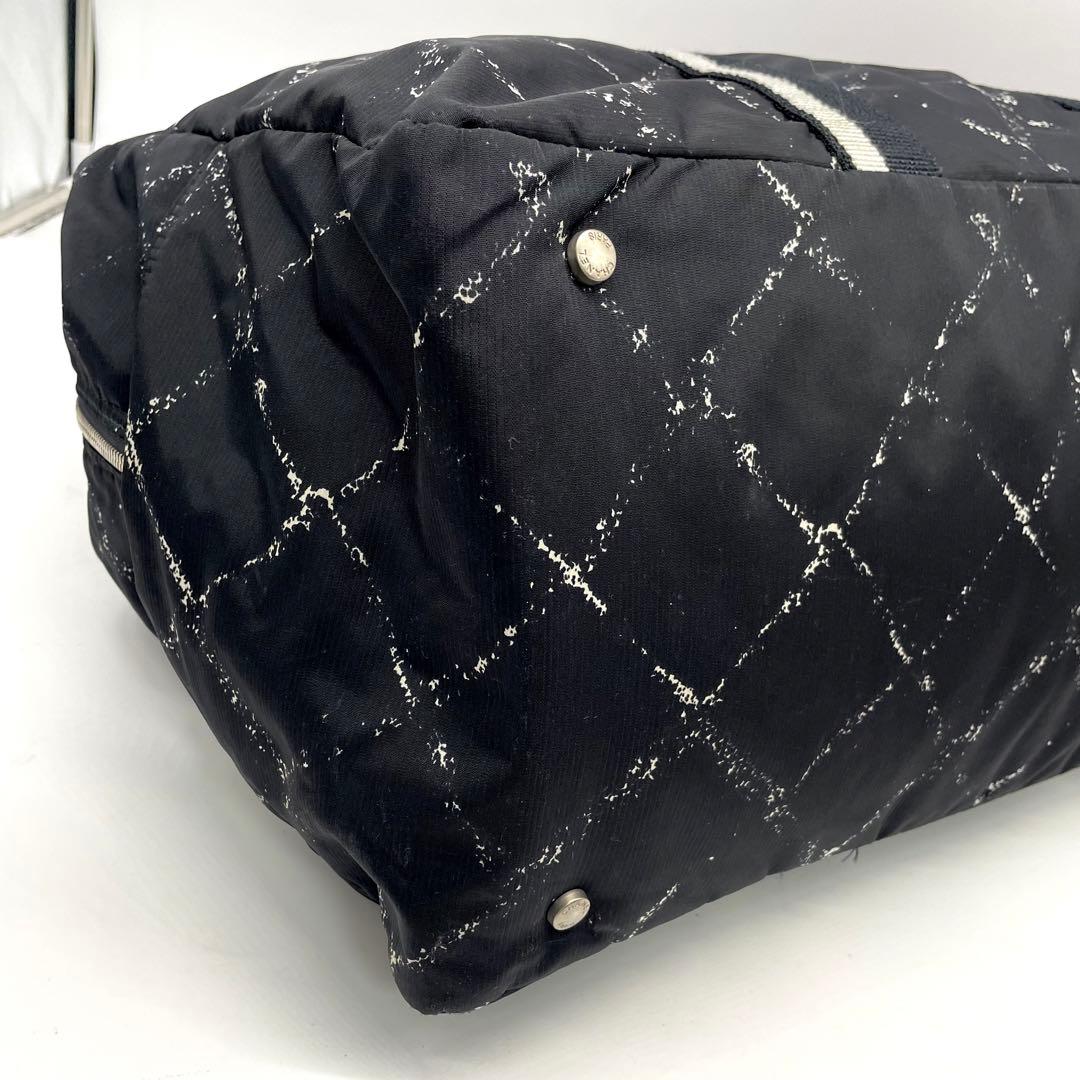 シャネル 旧トラベルライン ボストンバッグ トラベル 大容量 ナイロン ブラック