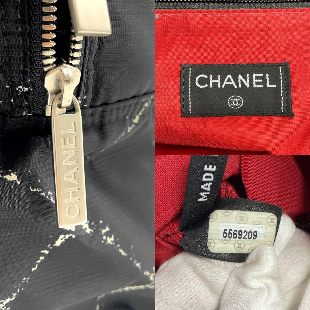 シャネル 旧トラベルライン ボストンバッグ トラベル 大容量 ナイロン ブラック