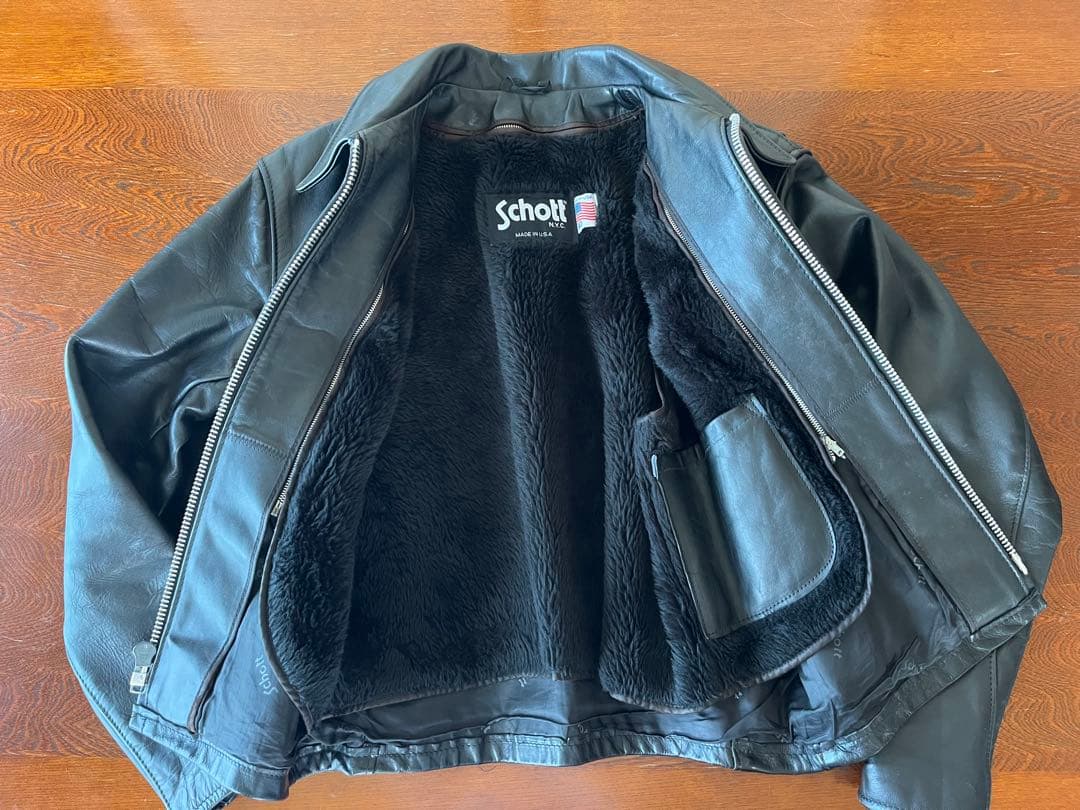 ★美品★ Schott 643E ライナー付シングルライダース Size40 L