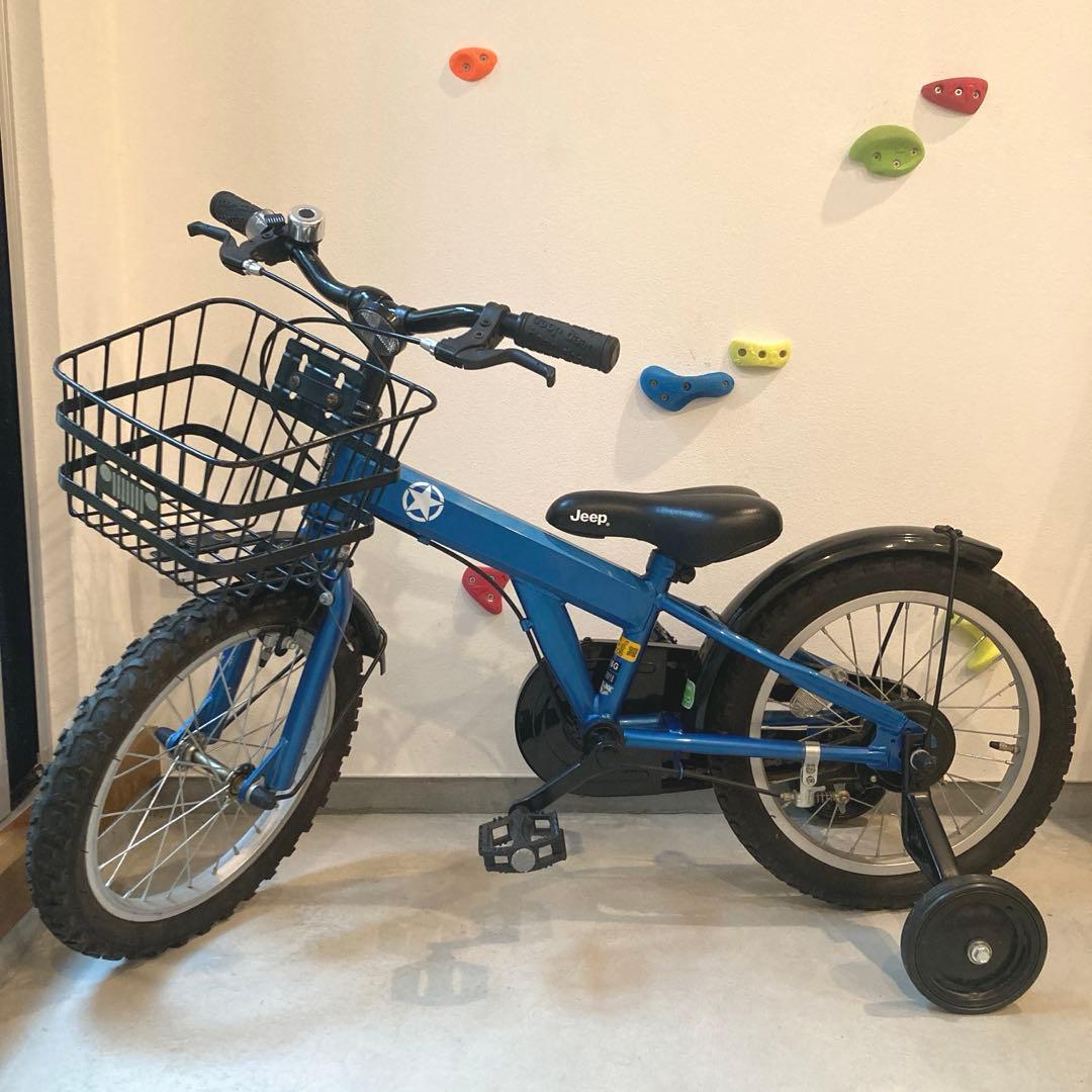 【引取限定】Jeep 子供用自転車 青色 補助輪付き 16インチ