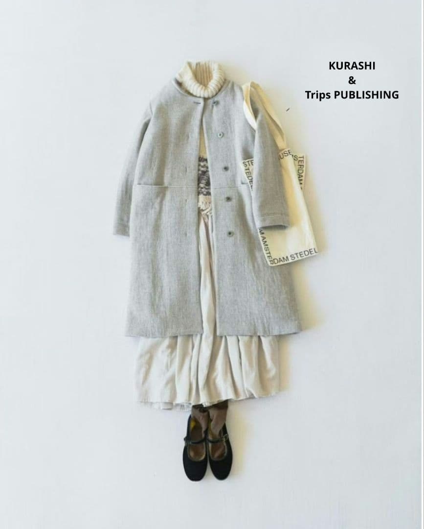 北欧、暮らしの道具店 柔らかシルエットのノーカラーコート 完売品
