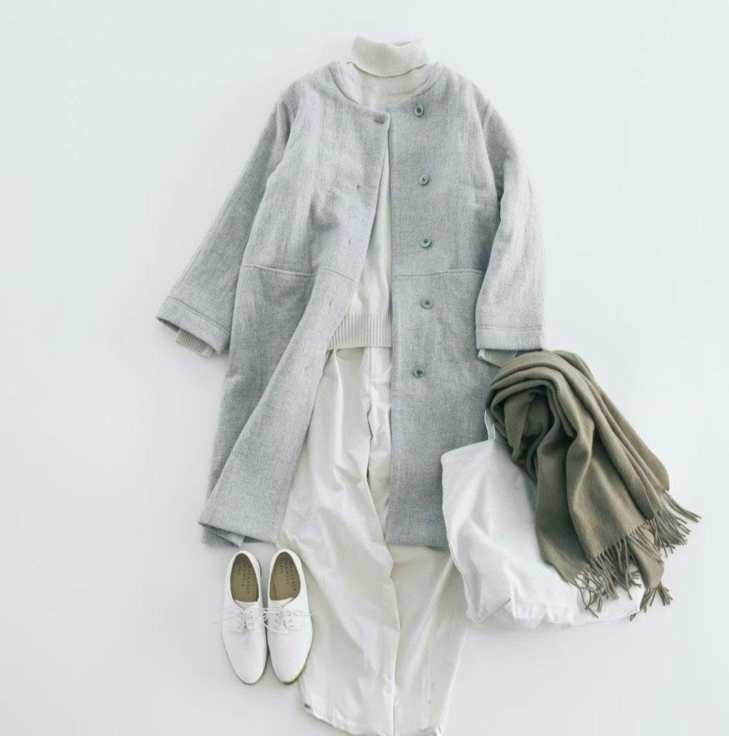 北欧、暮らしの道具店 柔らかシルエットのノーカラーコート 完売品