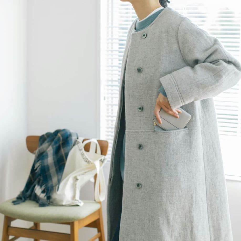 北欧、暮らしの道具店 柔らかシルエットのノーカラーコート 完売品