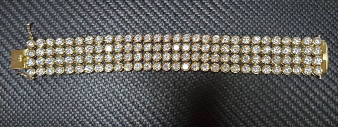 美品シルバー925イエローゴールドテニスチェーンブレスレットhiphop