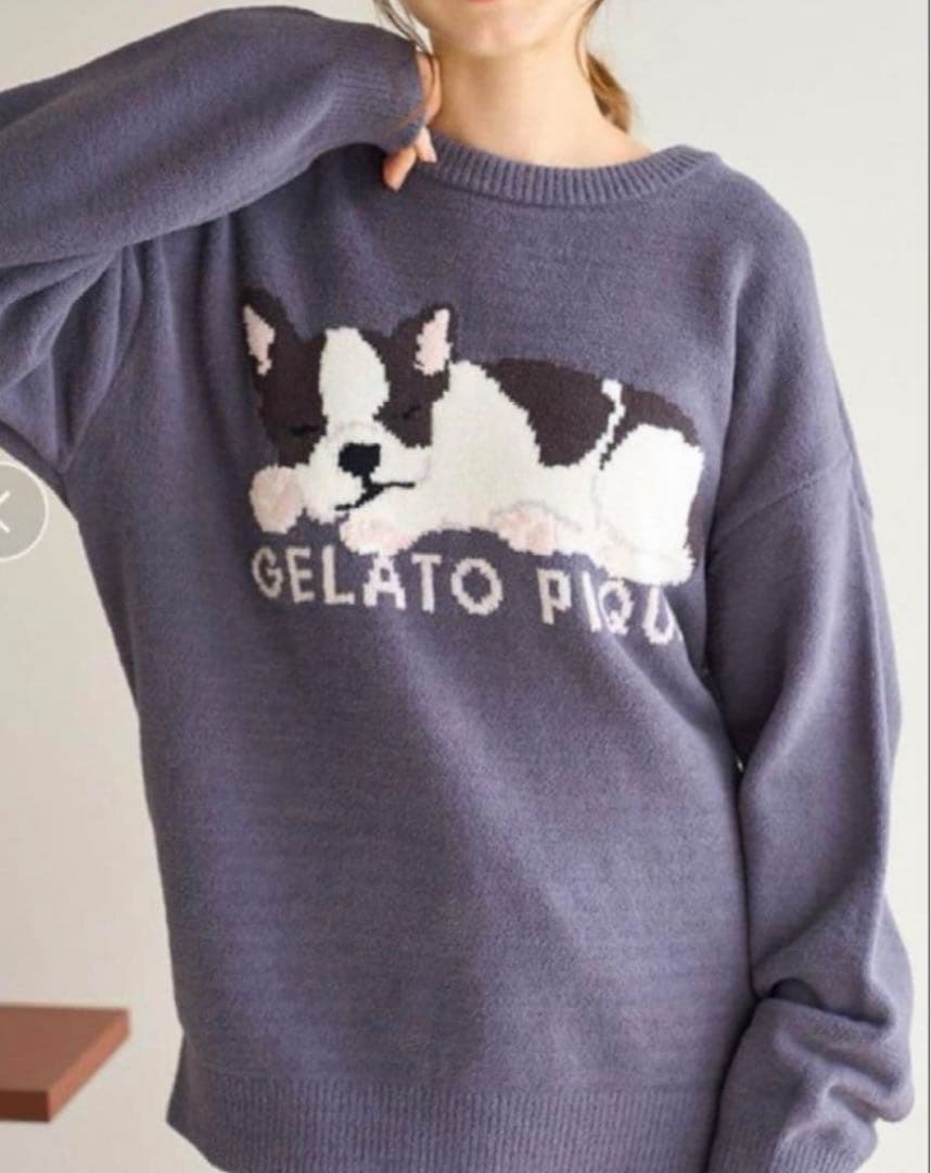 ホッティ　 新品　ジェラピケ　フレンチブルドッグ　ルームウェア　ネイビー