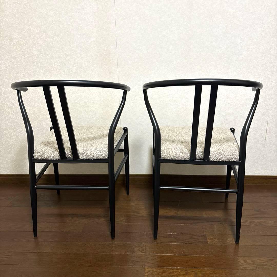 【美品】ハーフアームチェア ２脚セット ダイニングチェア