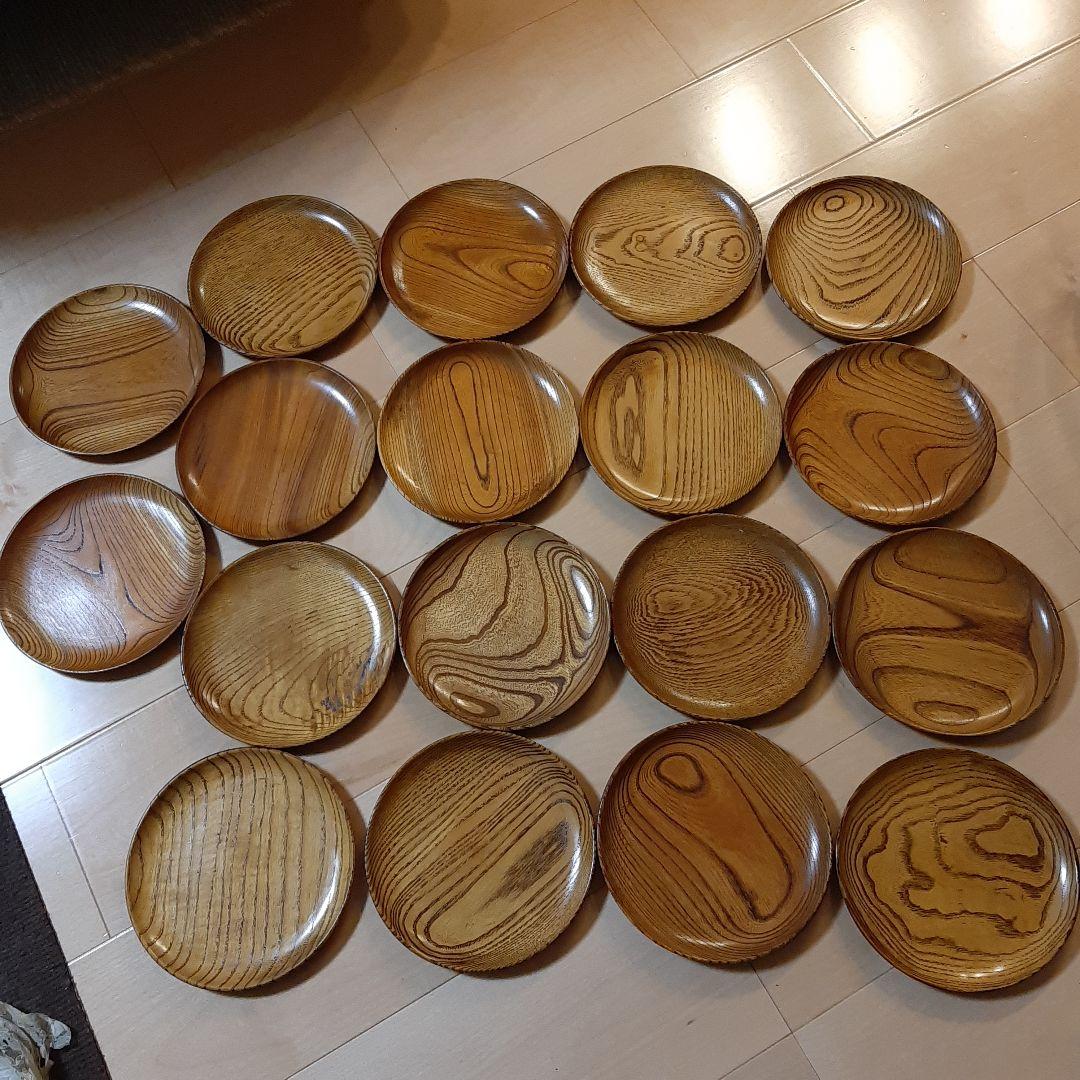 欅？栓？のお皿18枚　昭和初期