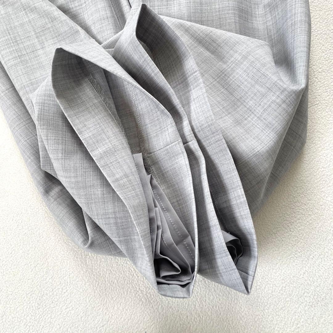 美品✨プラステ ノーカラー ワイドパンツ スーツ セットアップ ネイビー グレー