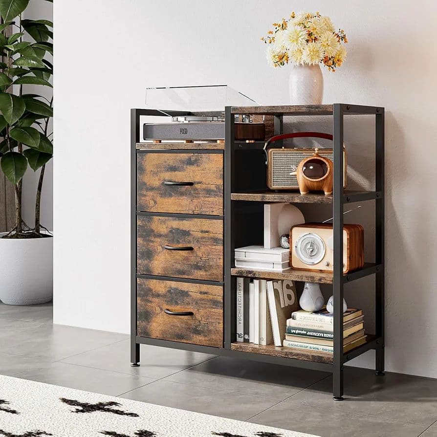 PASRLD タンス 4段棚つき チェスト キャビネット 収納