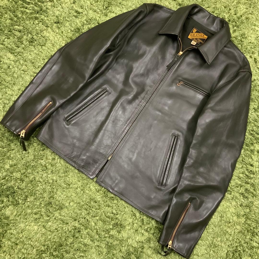 美品 希少 オリーブグリーン ホースハイド Y'2レザー メンズ42 ジャケット