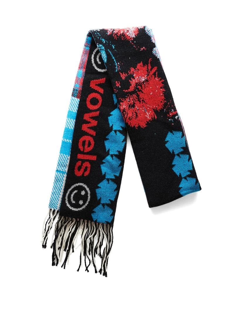 Vowels カシミヤブレンド スカーフ グラフィック ジャガード