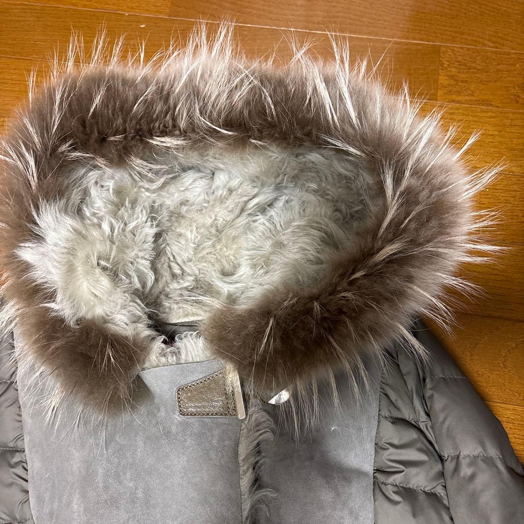 AFG1972　イタリア製　ダウンジャケット　ロング　リアルファー　大きいサイズ