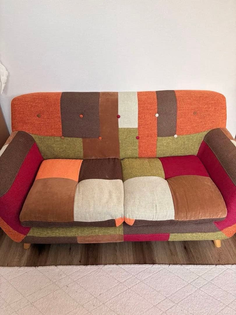 不二貿易 パッチワークソファ 2人掛け
