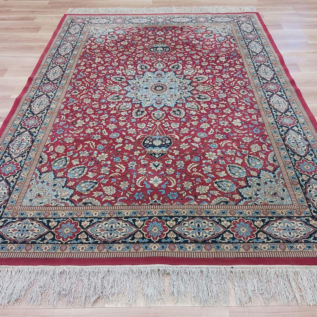 Y3055 最高級中国緞通 ウール×シルク 特大 大判217×301㎝