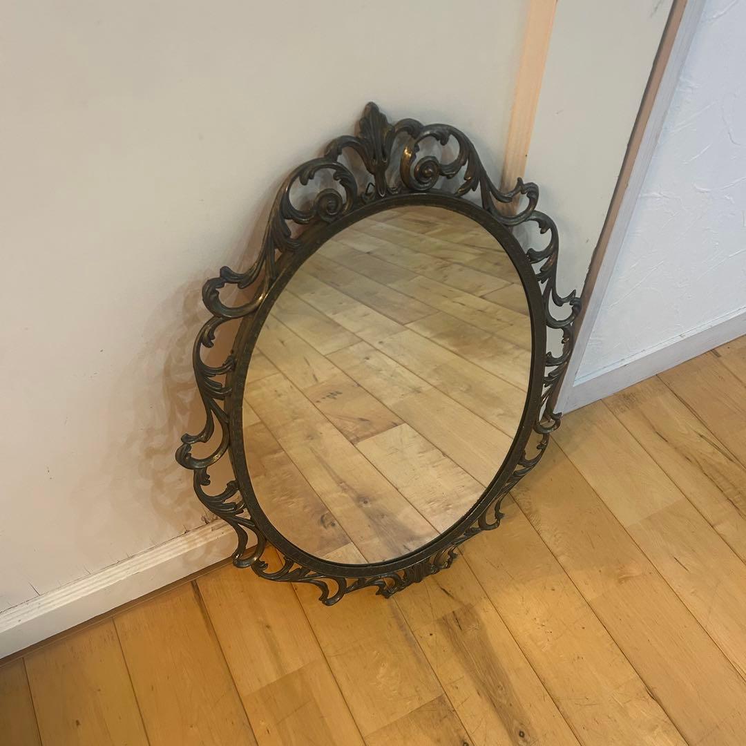 ☆イタリア製☆アンティーク　壁掛け　鏡　ミラー　フレンチ　ビンテージ　アールデコ