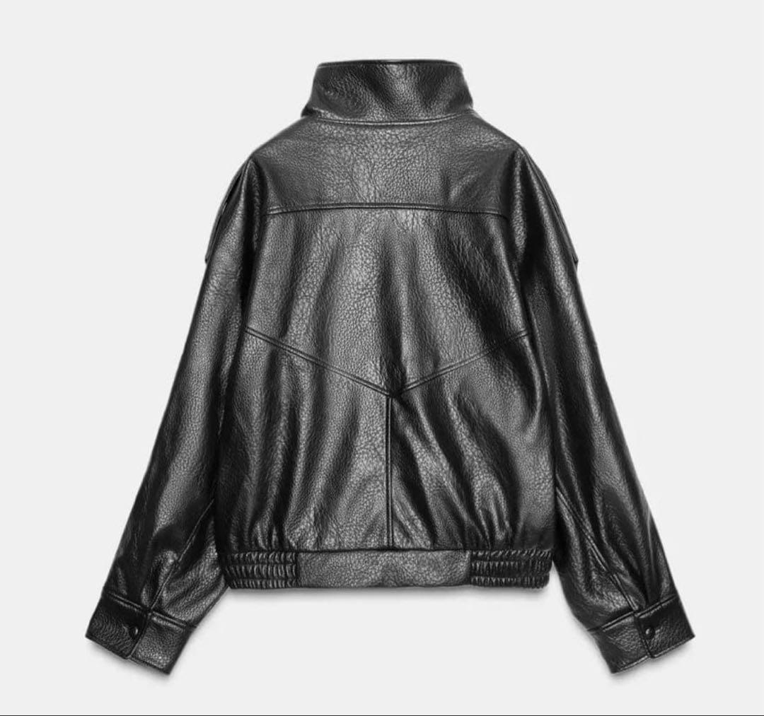 【完売品】ZARAフェイクレザージャケット⭐︎ブラックL