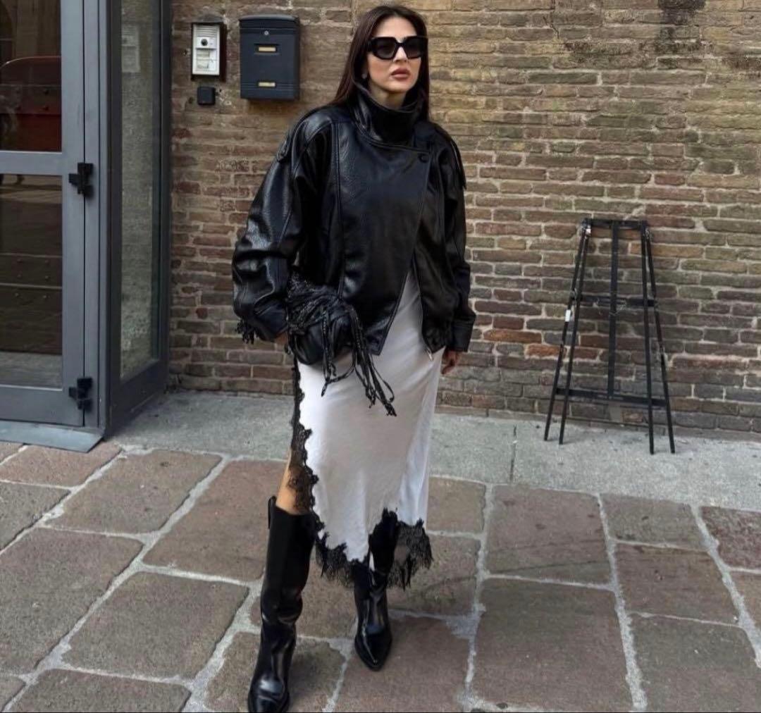 【完売品】ZARAフェイクレザージャケット⭐︎ブラックL