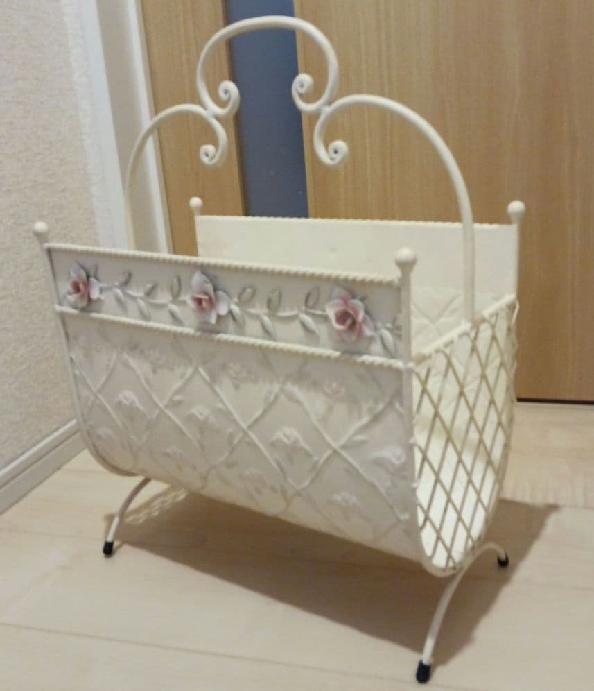 アイボリー フラワーモチーフ バスケット