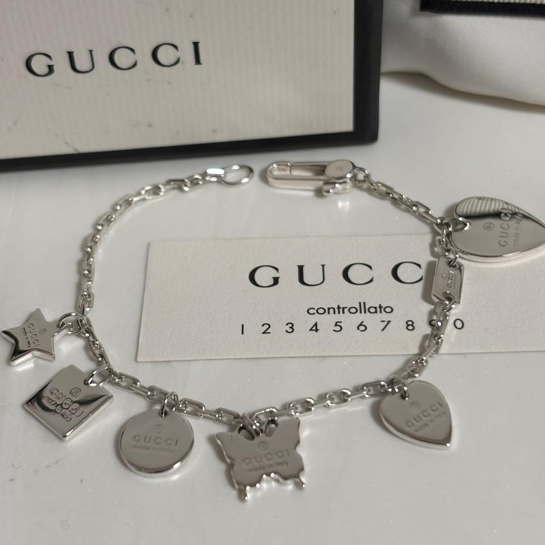 GUCCI 新品同様品　G刻印ハートバタフライブレスレット　極美品　刻印16