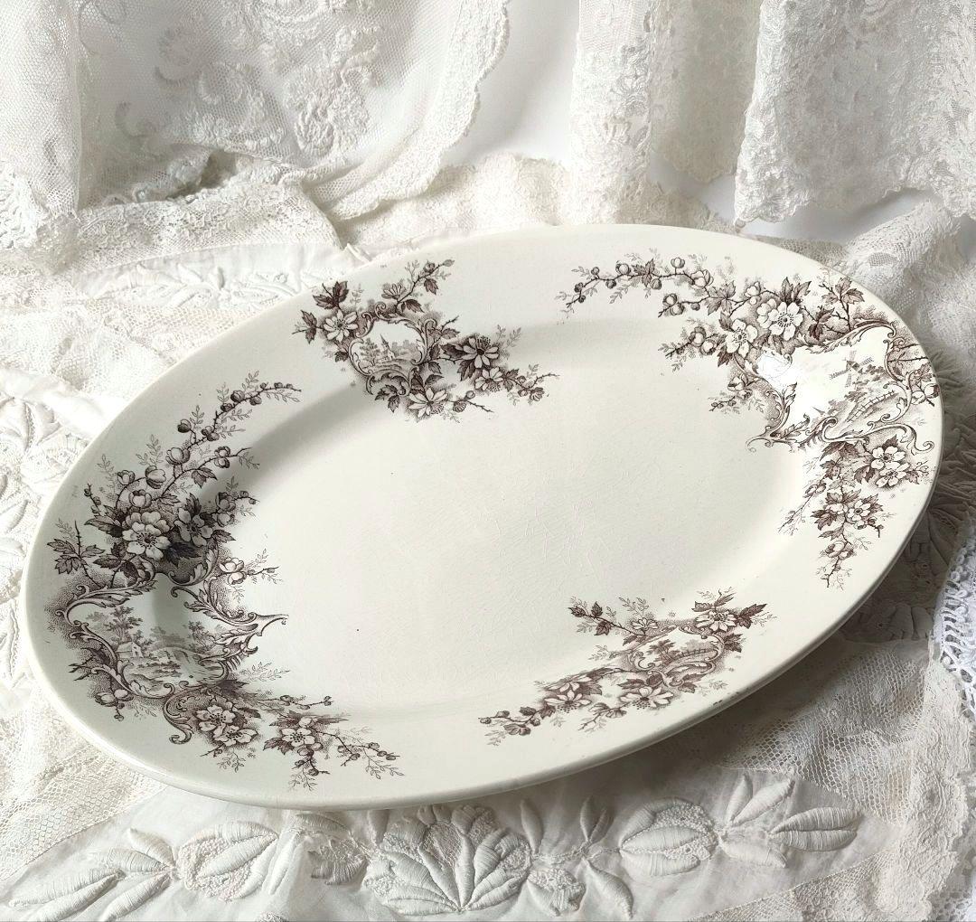 希少　美品　ジョワジールロワ　ポンパドール　オーバル皿　フランスアンティーク