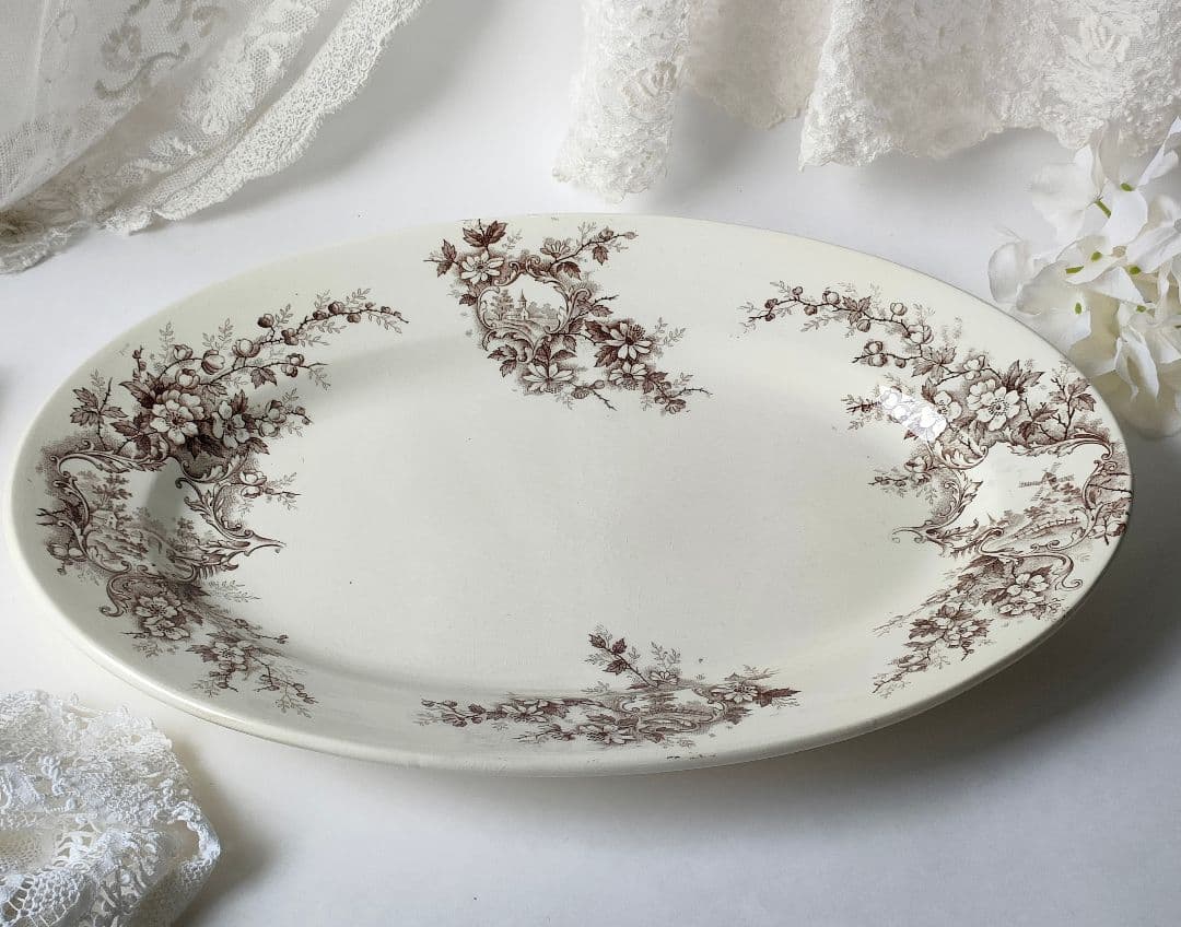 希少　美品　ジョワジールロワ　ポンパドール　オーバル皿　フランスアンティーク