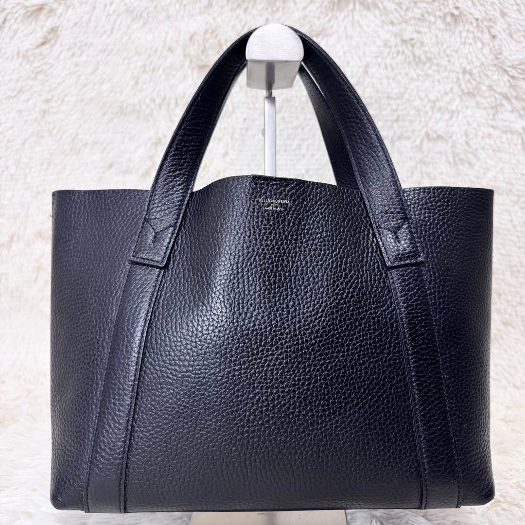 ペッレモルビダ テーラマリーナ ミニトート ハンドバッグ レザー シボ革 黒 青
