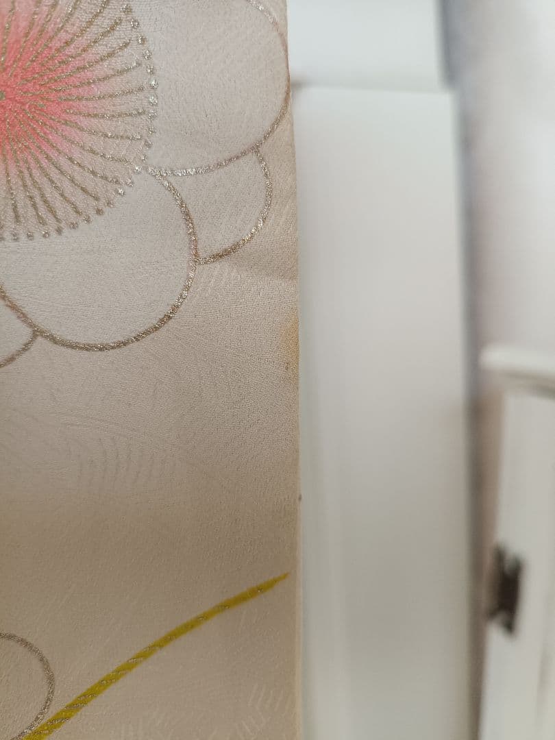 アンティーククリーム色に梅の花の着物と作り帯☆七五三フルセット