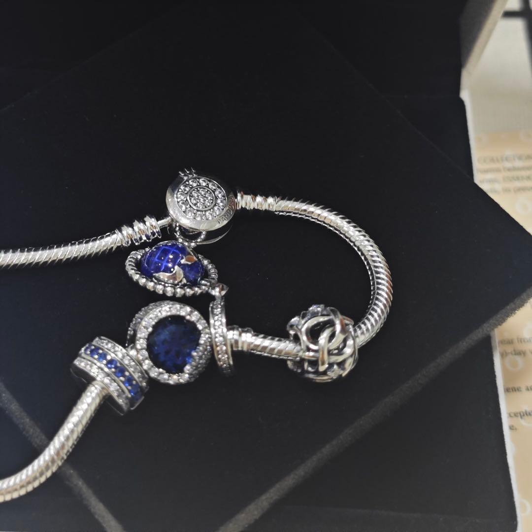 PANDORA シルバー ブルー ビーズ ブレスレット