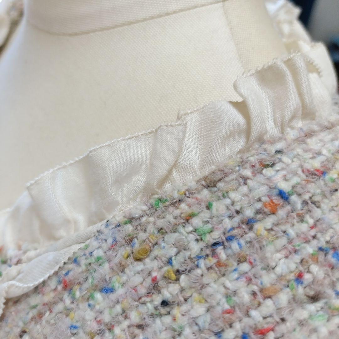 ピンクハウス ベージュミックスツイードピコフリルドレスコート