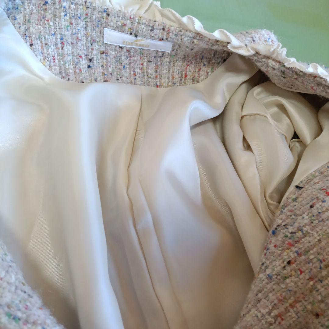 ピンクハウス ベージュミックスツイードピコフリルドレスコート