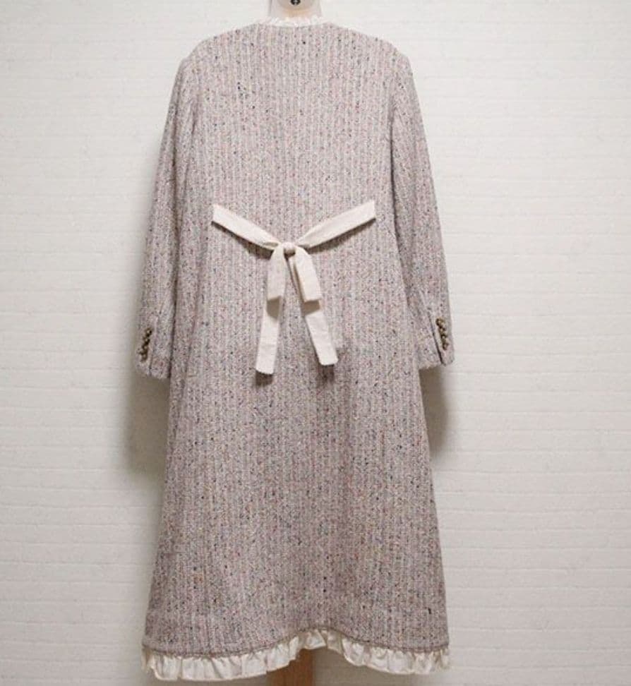 ピンクハウス ベージュミックスツイードピコフリルドレスコート