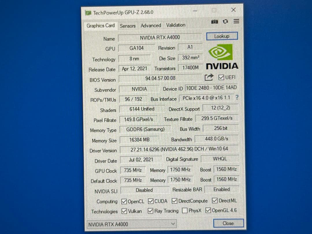 グラフィックボード・グラボ・ビデオカード RTX A4000
