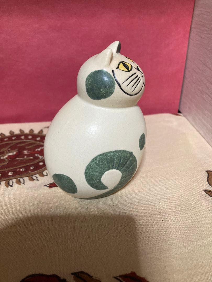 リサラーソン　ミア　ねこのぶち　グリーンベージュ