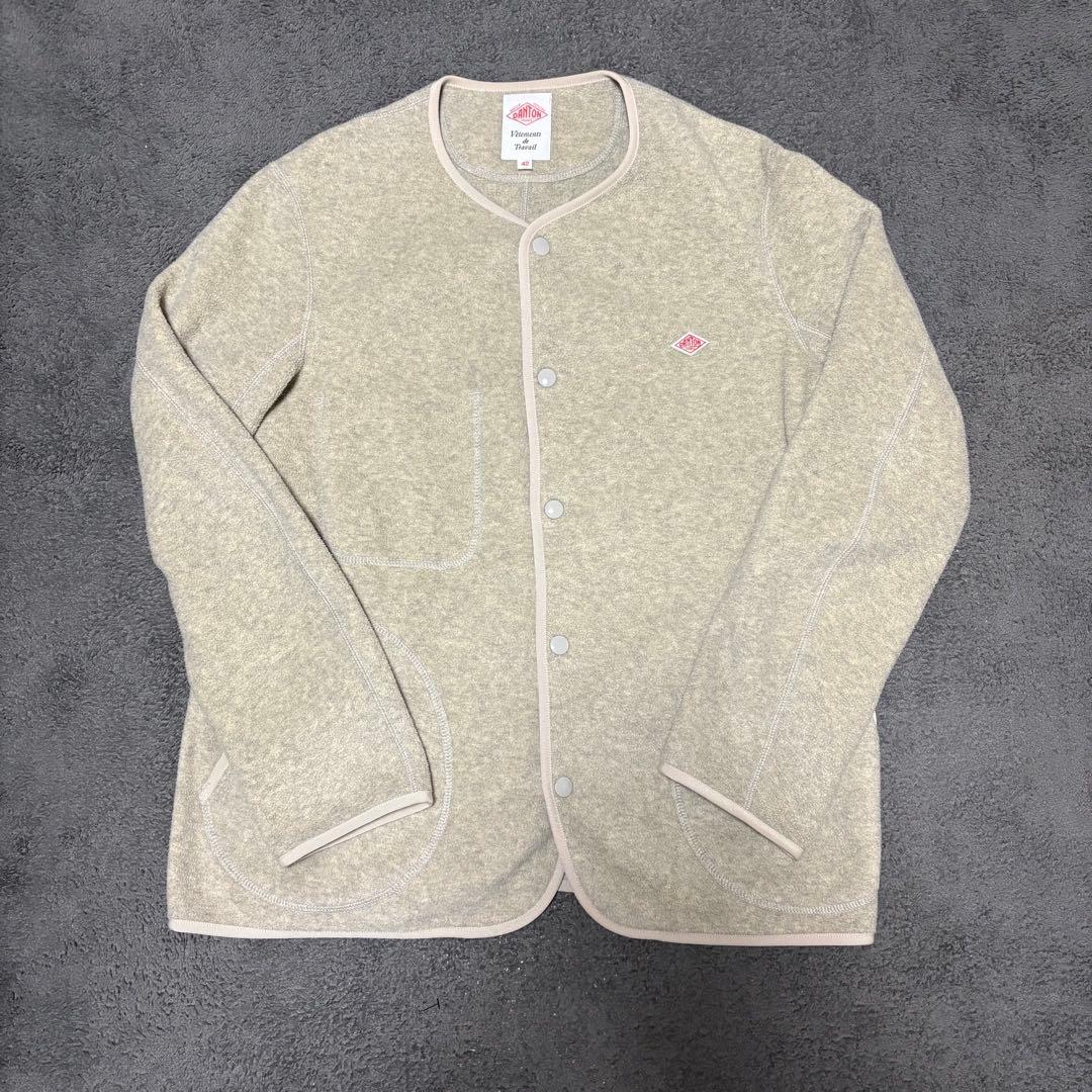 ダントン DANTON フリース カーディガン ノーカラー 42 XL マーブル