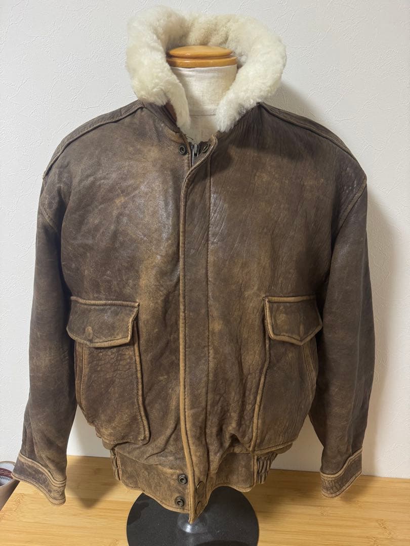 G-1 レザーフライトジャケット ボア襟・ライナー着脱可　羊革　vintage