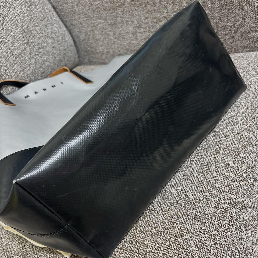 MARNI トートバッグ　炭×黒　ビニール　グレー　ブラック