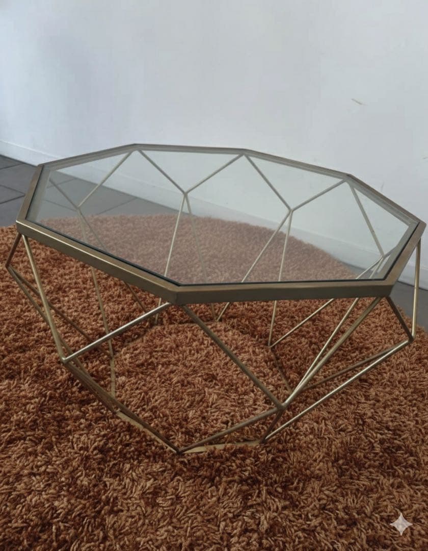 幾何学ガラスローテーブル⭐︎八角形⭐︎ダイヤモンド⭐︎ Francfranc