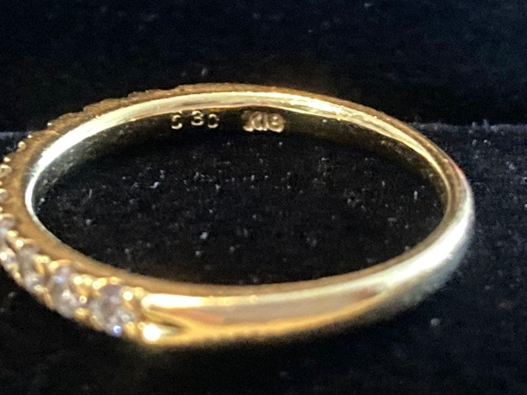 K18 天然ダイヤモンド ハーフエタニティリング 0.3ct H&C