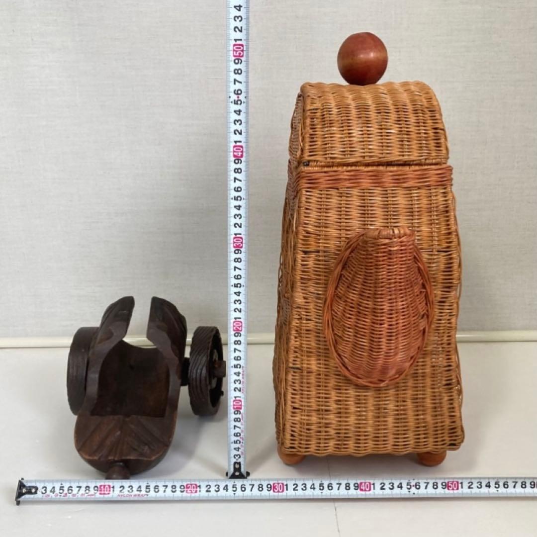 ワイン ボトル ホルダー ラック 籠 ポット 台 収納 籐 ラタン 木製 レトロ