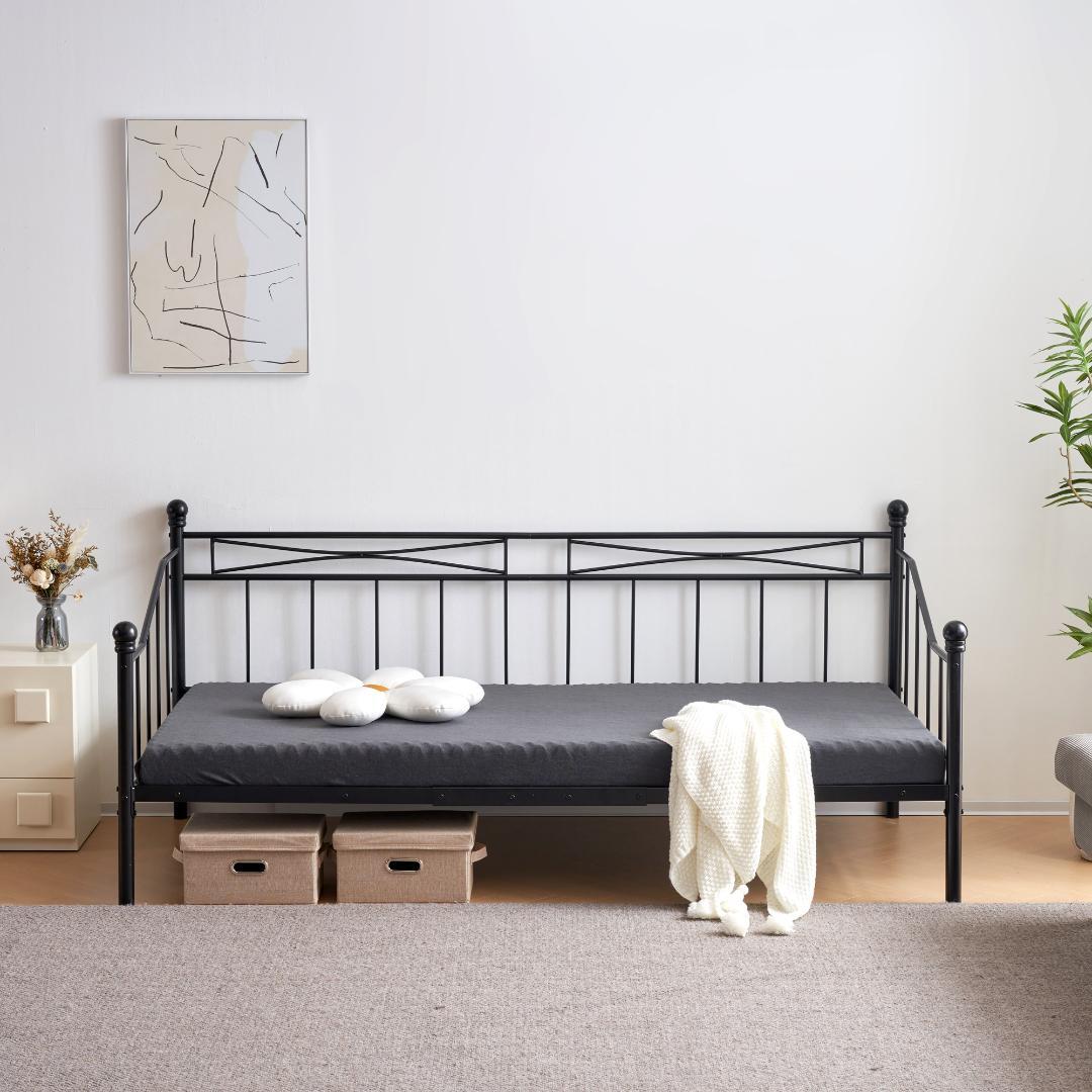 【ブラック】シングルベッド パイプベッド ベッド ベッドフレーム 一人暮らし